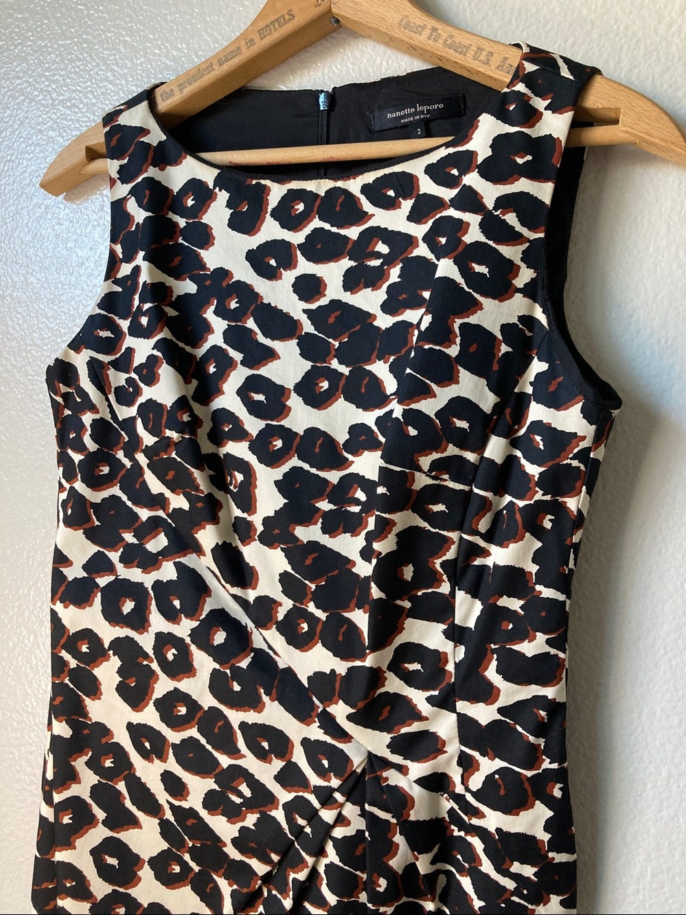 Nanette Lepore leopard print sleeveless shift sheath dress sz 2
